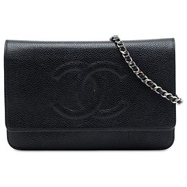 Chanel Black CC Caviar Wallet On Chain
