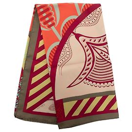 Hermès Brown Geometrie Cretoise Silk Scarf 90