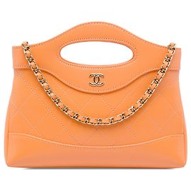 Chanel Orange Nano Shiny Crumpled Calfskin 31 Shopping Bag