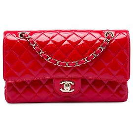 Chanel Red Medium Classic Patent Double Flap