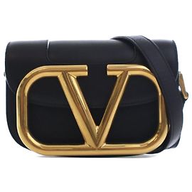 Valentino Supervee kleine Crossbody-Tasche aus Leder in Schwarz
