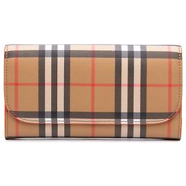 Burberry Beige House Check Coated Canvas Halton Continental Wallet