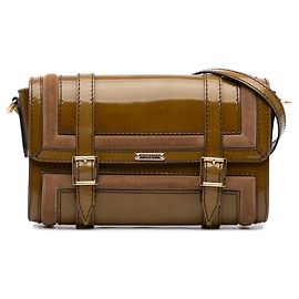 Burberry Borsa a tracolla Bridle in vernice verde e suede