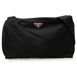 Borsa a tracolla Prada in Tessuto nera con zip