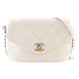 Chanel White Small Quilted Calfskin Precious Union Flap