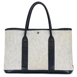 Hermès Garden Party PM Canvas and Black Leather Tote Bag
