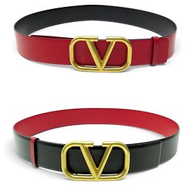 CINTURÓN VALENTINO VLOGO SIGNATURE T85 REVERSIBLE EN CUERO ROJO & NEGRO