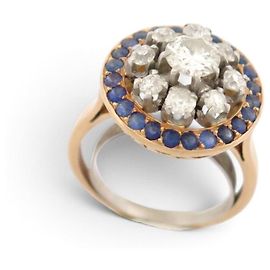 Autre Marque ANEL MARGUERITE EM OURO AMARELO 18K 8.5 GR T58 CRAVADO COM 9 DIAMANTES 1.33CT 24 SAFIRAS