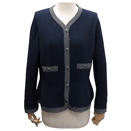 GILET CHANEL CARDIGAN BOUTONS ANCRE CAMBON P59182K07741 L 42 EN CACHEMIRE