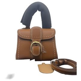 Bolsa Delvaux Brilliant Mini em couro cor caramelo
