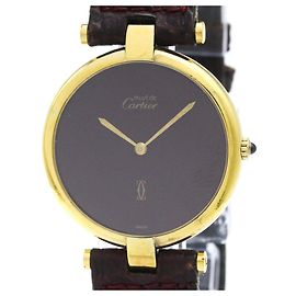 Cartier Must Vendome vergoldete Lederuhr Quarz Unisex