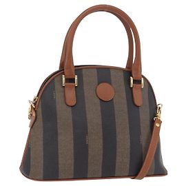 Borsa a mano FENDI Pecan Canvas PVC 2way Nero Marrone Auth ki6816V