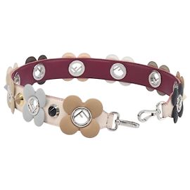 FENDI Strap Leather Beige Silver gold Auth 203680M