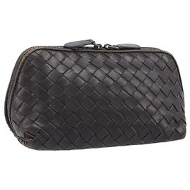BOTTEGA VENETA INTRECCIATO Pouch Leather Brown 132534 Auth 204355