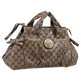 Borsa GUCCI GG Crystal Coated Canvas Beige Gold 197020 Auth 201445
