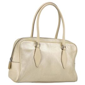 Bolsa de mão Miu Miu em couro dourado autêntica 204426