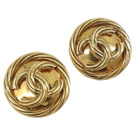 Pendientes CHANEL Metal Tono Dorado CC Auth 204668