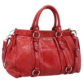 Miu Miu Handtasche Vitellolux 2way Red Gold Auth 204332V