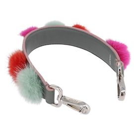 FENDI Strap Leather Multicolor Silver Auth 203712M
