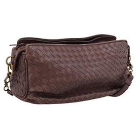 BOTTEGA VENETA INTRECCIATO Shoulder Bag Leather Brown Gold 192661 Auth 201370A
