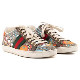 GUCCI - Sneakers Ace Gucci x Disney in tela rivestita monogram e motivi multicolore edizione limitata (T36)