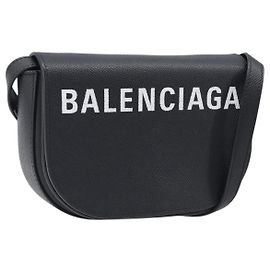 Borsa a tracolla BALENCIAGA Ville Everyday in pelle nera e oro 550639 Auth 203622V