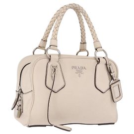 PRADA Handtasche aus Leder weiß silber Auth 204740A