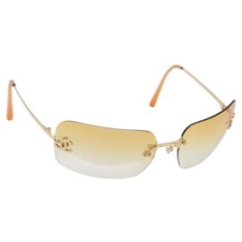 CHANEL Sonnenbrille Metal Orange Gold CC Auth yk20917M
