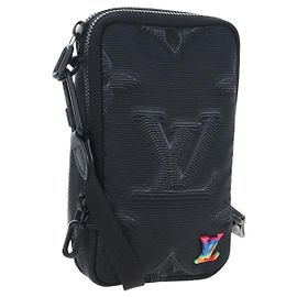 LOUIS VUITTON 3D monogram Double Phone Pouch Black M80141 LV Auth 203158M