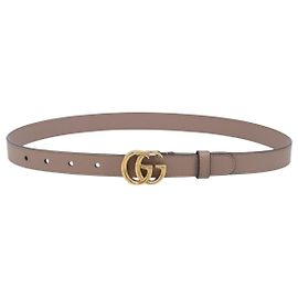GUCCI GG Marmont Gürtel Leder 32.3"" Beige Gold 409417 Auth 203698V