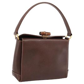 Borsa a mano GUCCI Bamboo Pelle Marrone Oro 000 33 0175 Auth 204425