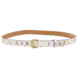 LOUIS VUITTON Monogram Multicolor Ceinture Carre Belt White M9272 Auth BA15567