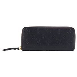 LOUIS VUITTON - Portefeuille Clémence Louis Vuitton en cuir empreinte bleu marine