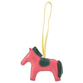 HERMÈS - Accessorio per borsa Rodeo Hermès in pelle rosa e verde
