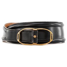 HERMÈS - Hermès Étrier Gürtel aus schwarzem und braunem Glattleder (T70)
