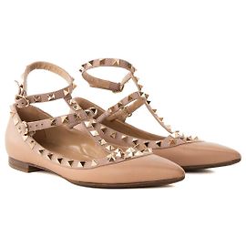 Valentino Garavani VALENTINO - Bailarinas Valentino Rockstud de cuero beige (T36,5)