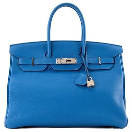 HERMÈS - Borsa a mano Birkin 35 Hermès in pelle togo bleu zellige