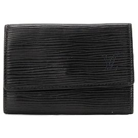 LOUIS VUITTON - Pochette Clés Louis Vuitton en cuir épi noir vintage
