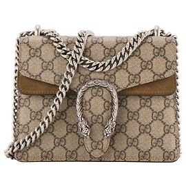 GUCCI - Borsa a tracolla Gucci Dionysus in tela rivestita e camoscio marrone