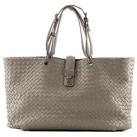BOTTEGA VENETA - Borsa Tote Bottega Veneta Roma in pelle intrecciato kaki
