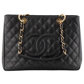 CHANEL - Borsa tote GST modello piccolo Chanel in pelle caviar nera