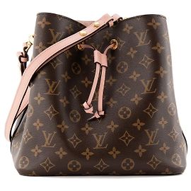 LOUIS VUITTON - Bolsa de ombro Louis Vuitton NéoNoé em tela revestida monogramada e couro rosa