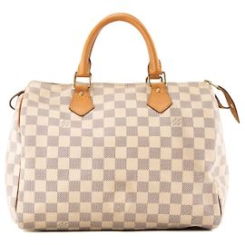 LOUIS VUITTON - Bolso de mano Louis Vuitton Speedy 30 en lona recubierta damier azur