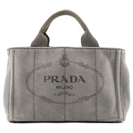 PRADA - Prada Canapa PM Shopper aus grauem Denim