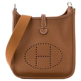 HERMÈS - Borsa a tracolla Evelyne 16 Hermès in pelle clémence marrone gold