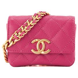 CHANEL - Bolsa cinto Melody Chanel em couro caviar rosa (T85)