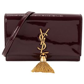 Autre Marque SAINT LAURENT - Borsa a tracolla Kate Pompon Saint Laurent in pelle verniciata bordeaux