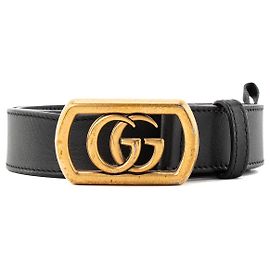 GUCCI - Cinturón Gucci GG Marmont en piel lisa negra (T80)
