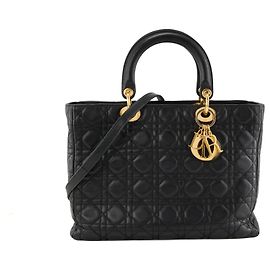 Autre Marque DIOR - Borsa a tracolla Lady Dior grande in pelle cannage nera vintage