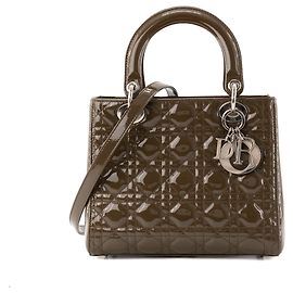 Autre Marque DIOR - borsa a mano Lady Dior medium in pelle laccata cannage marrone